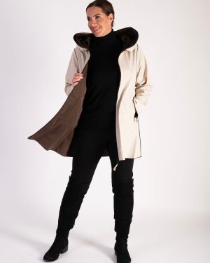 Latte/Chocolate Zip Front Reversible Raincoat