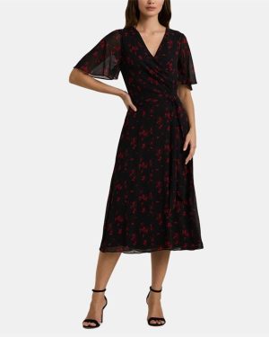 Lauren by Ralph Lauren Abel Wrap Midi Dress - Black