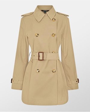 Lauren by Ralph Lauren Double-Breasted Belted Trench Coat - Beige