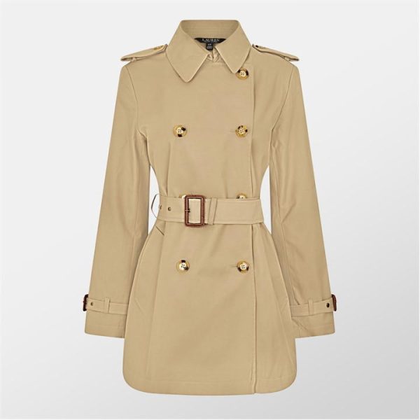 Lauren by Ralph Lauren Double-Breasted Belted Trench Coat - Beige