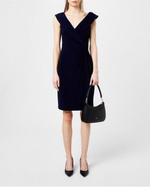 Lauren by Ralph Lauren Jersey Off-the-Shoulder Cocktail Dress - Blue