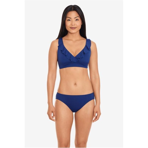 Lauren by Ralph Lauren Ruffle-Trim V Neck Bikini Top - Blue