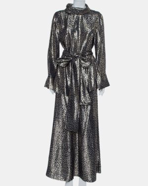 Layeur Metallic Fil Coupe Belted Tunic Top & Maxi Skirt L