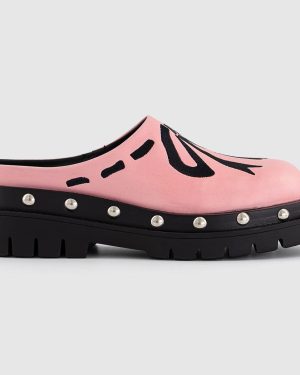 Lazy Oaf Womens Pretty Tough Clogs Pink, 3
