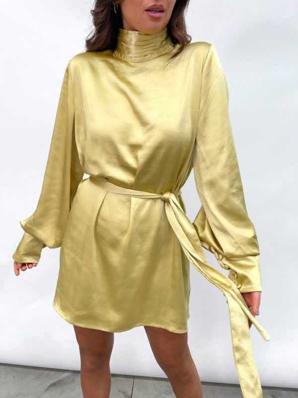 Leah Belted Smock Dress - Yellow, 14