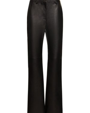 Leather High Rise Straight Pants