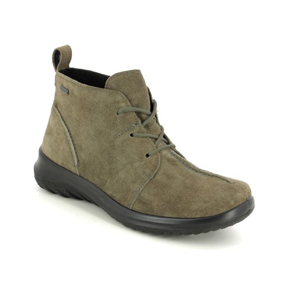 Legero Soft Lace Gtx Khaki Suede Womens Lace Up Boots 2009569-7500 in a Plain Suede Leather in Size 7