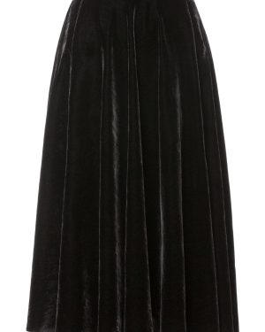 Lena Hoschek - Heritage Velvet Midi Skirt - Black - L - Moda Operandi