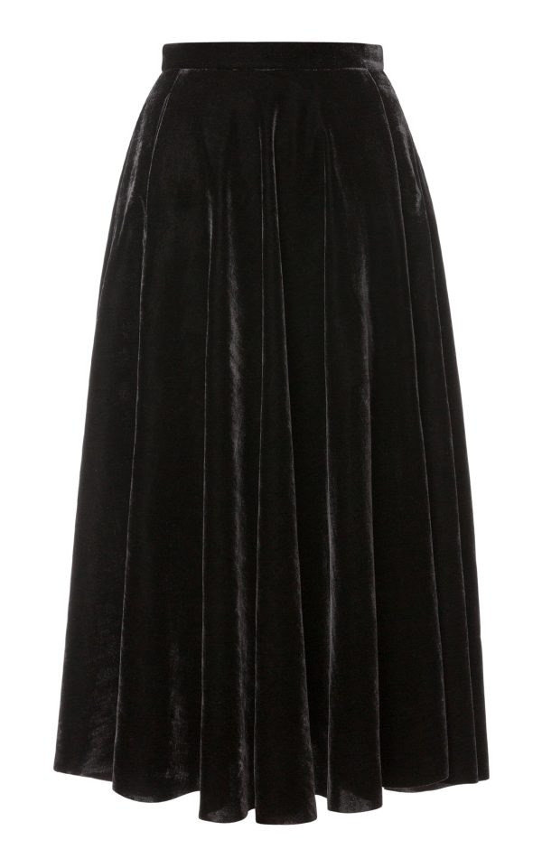 Lena Hoschek - Heritage Velvet Midi Skirt - Black - L - Moda Operandi