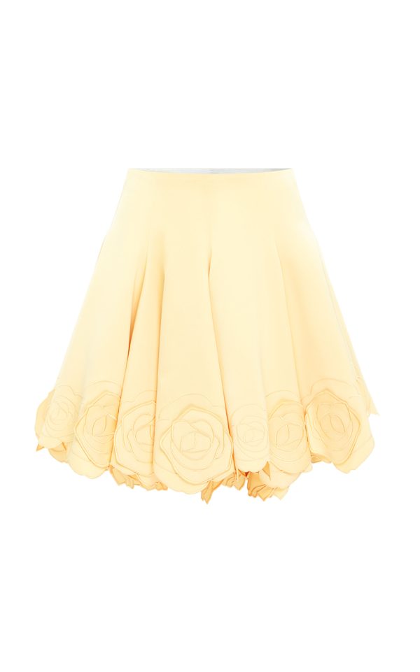 Leo Lin - Kaity Appliqud Mini Skirt - Yellow - AU 14 - Only At Moda Operandi