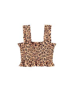 Leopard Print Cotton Poplin Crop Top