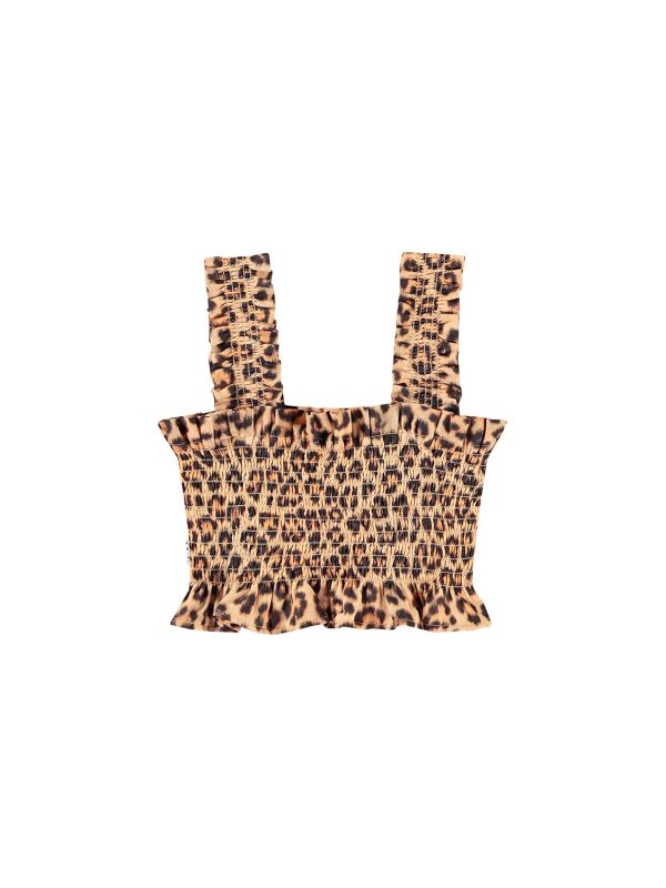 Leopard Print Cotton Poplin Crop Top