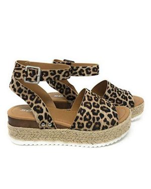 (Leopard print, EU39) Summer Beach Women's Platform Leopard Print Espadrilles Sandals Shoes Size 36-42