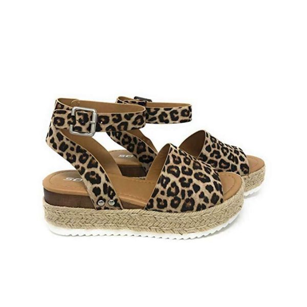(Leopard print, EU39) Summer Beach Women's Platform Leopard Print Espadrilles Sandals Shoes Size 36-42