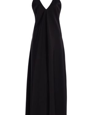 Leset - Barb Open Back Satin Maxi Slip Dress - Black - L - Moda Operandi