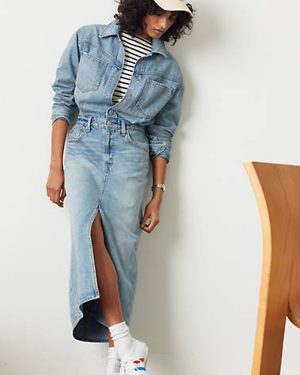 Levi's Denim Midi Shirt Dress - Women's - 23 - Blue