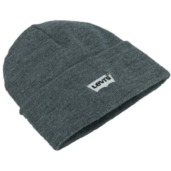 Levi's Grey Batwing Embroidered Logo Beanie Hat
