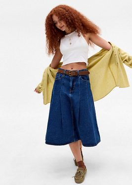 Levi's Pleated Midi Skirt - Vintage Denim Medium 24 at Urban Outfitters