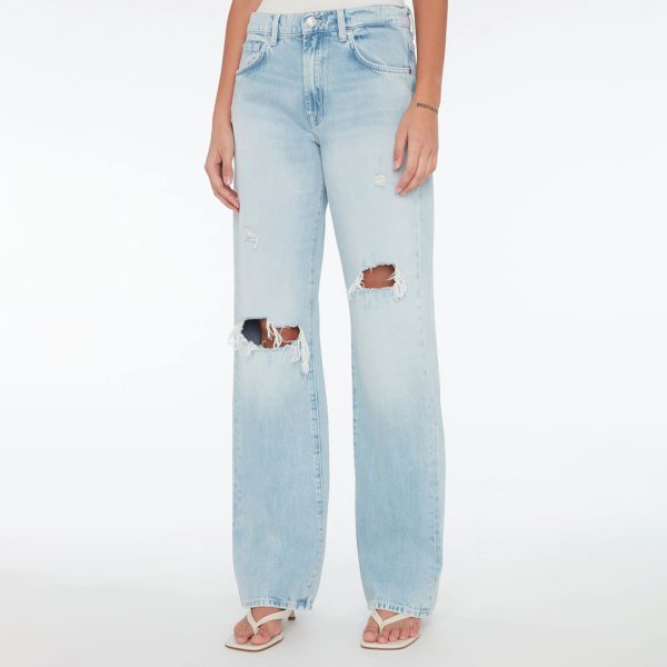 Light Blue Tess Straight Leg Ripped Jeans