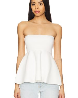Line & Dot Isadore Knit Sweater Peplum Top in Ivory. Size M, S, XL, XS.