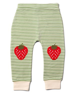 Little Green Radicals Strawberries Knee Patch Striped Joggers