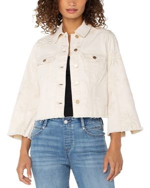 Liverpool Los Angeles Embroidered Fray Hem Jacket