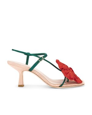 Loeffler Randall Frank Flower Applique Heeled Sandal in Nude. Size 7, 7.5, 8, 9.