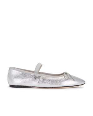 Loeffler Randall Leonie Soft Ballet Flat in Metallic Silver. Size 9.
