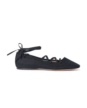 Loeffler Randall - Louisa Lace-Up Ballet Flats - Black - US 6.5 - Moda Operandi