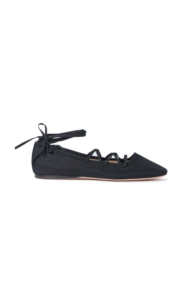 Loeffler Randall - Louisa Lace-Up Ballet Flats - Black - US 6.5 - Moda Operandi