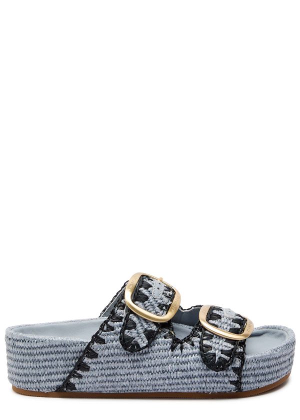 Loeffler Randall Theo Raffia Sliders - Blue - 39 (IT39/ UK6)