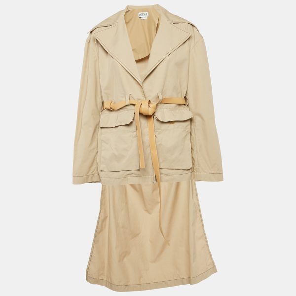 Loewe Beige Cotton Asymmetric Belted Trench Coat M