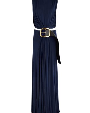 Loewe Belted Satin-jersey Maxi Dress - Blue - 36 (UK8 / S)