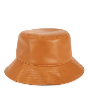 Loewe Brown Logo Leather Bucket hat - Tan