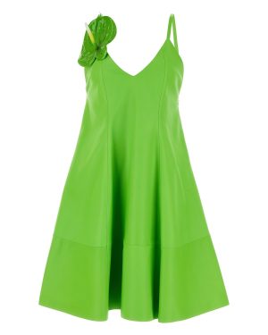 Loewe Fluo Green Leather Mini Dress