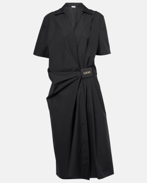 Loewe Gathered cotton poplin wrap dress