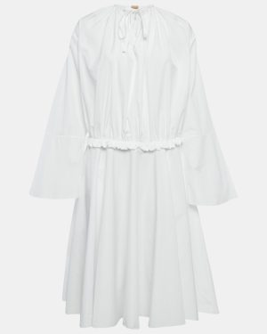 Loewe White Cotton Gathered Tunic Dress S