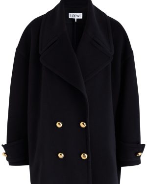 Loewe Womens Double-breasted Navy Wool Pea Coat UK12/M - 40 (UK12 / M)