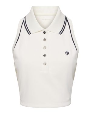 Logo Cropped Piquet Polo Tank Top