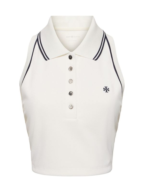 Logo Cropped Piquet Polo Tank Top