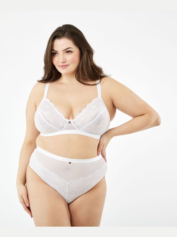 Logo Lace Non Wired Soft Bra - 38FF / White