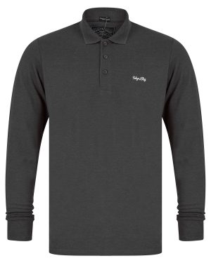 Long Sleeve Tops Cosenza Long Sleeve Polo Shirt in Charcoal Marl / S - Tokyo Laundry