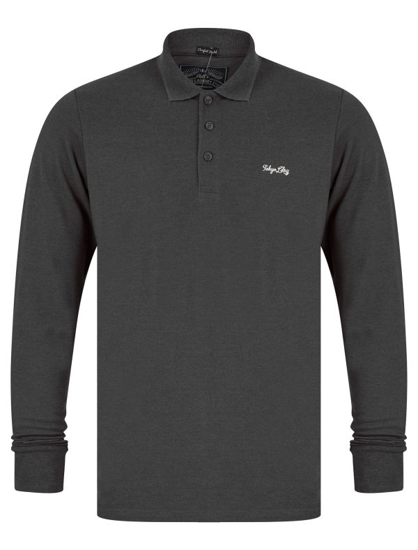 Long Sleeve Tops Cosenza Long Sleeve Polo Shirt in Charcoal Marl / S - Tokyo Laundry