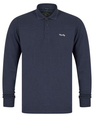 Long Sleeve Tops Cosenza Long Sleeve Polo Shirt in Mood Indigo Marl / S - Tokyo Laundry