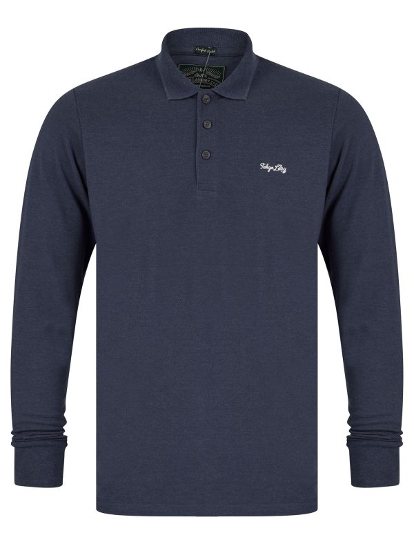 Long Sleeve Tops Cosenza Long Sleeve Polo Shirt in Mood Indigo Marl / S - Tokyo Laundry