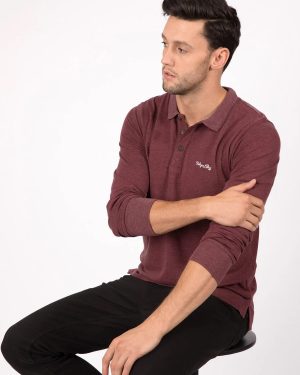 Long Sleeve Tops Cosenza Long Sleeve Polo Shirt in Vineyard Marl / S - Tokyo Laundry