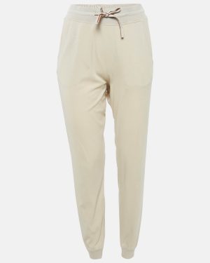 Loro Piana Beige Cotton Knit Contrast Panel Detail Joggers S