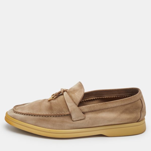 Loro Piana Beige Suede Summer Charms Walk Loafers Size 36.5