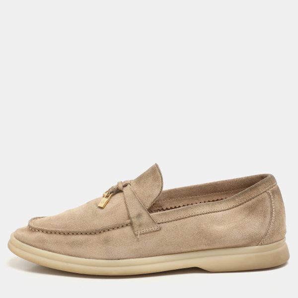 Loro Piana Beige Suede Summer Charms Walk Loafers Size 37