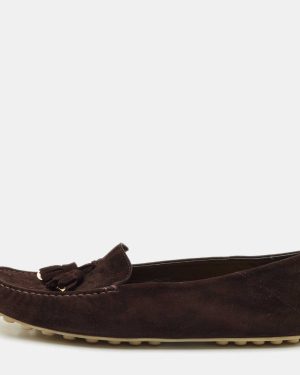 Loro Piana Brown Suede Dot Sole Walk Loafers Size 41